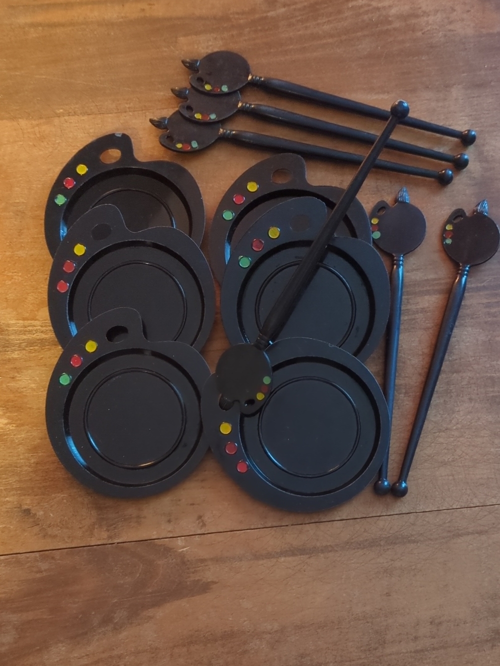 Retro New York "Pal-ettes" By Patek Coaster Set with Matching Stirrers